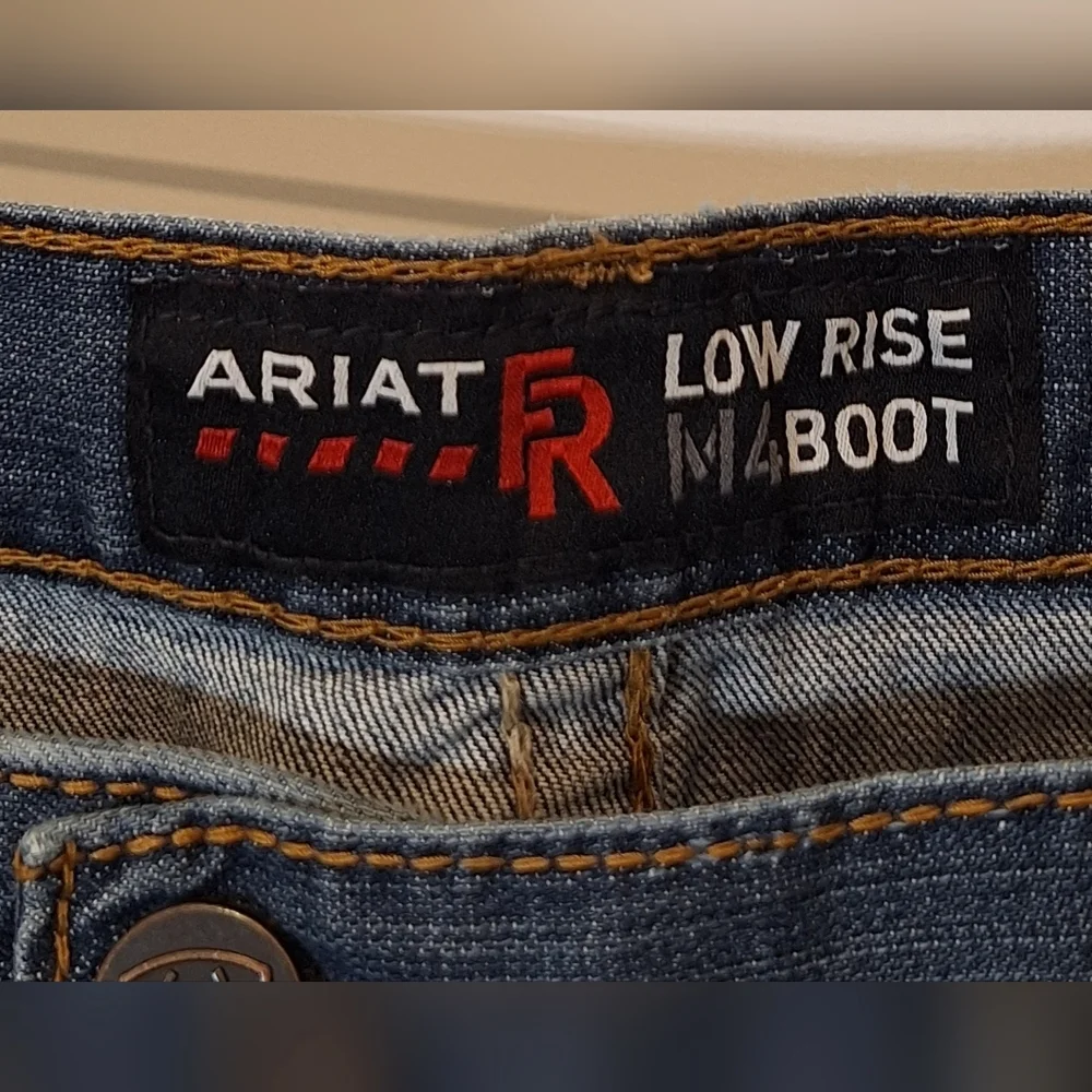 Ariat FR M4 Boot Cut 38 X 31.5 Low Rise Jeans Whiskered Faded